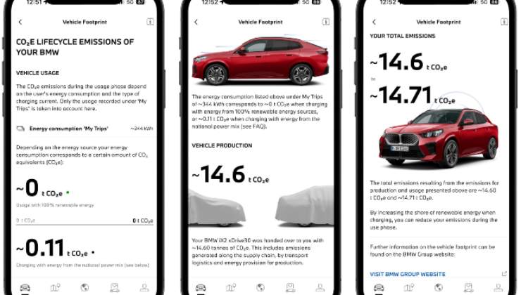 Una schermata della app di BMW My Trips
