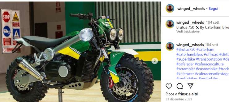 Moto Caterham Brutus 750 novità off road